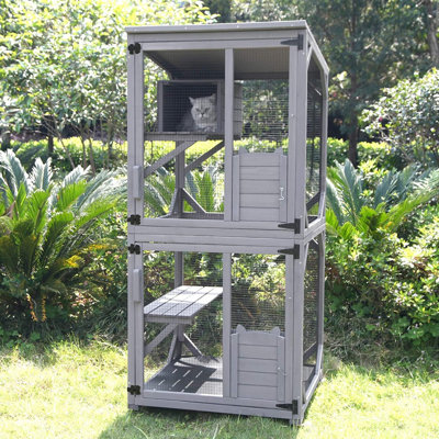 Grande cage à chat 70,9 po pour chat sur roulettes pour l'extérieur