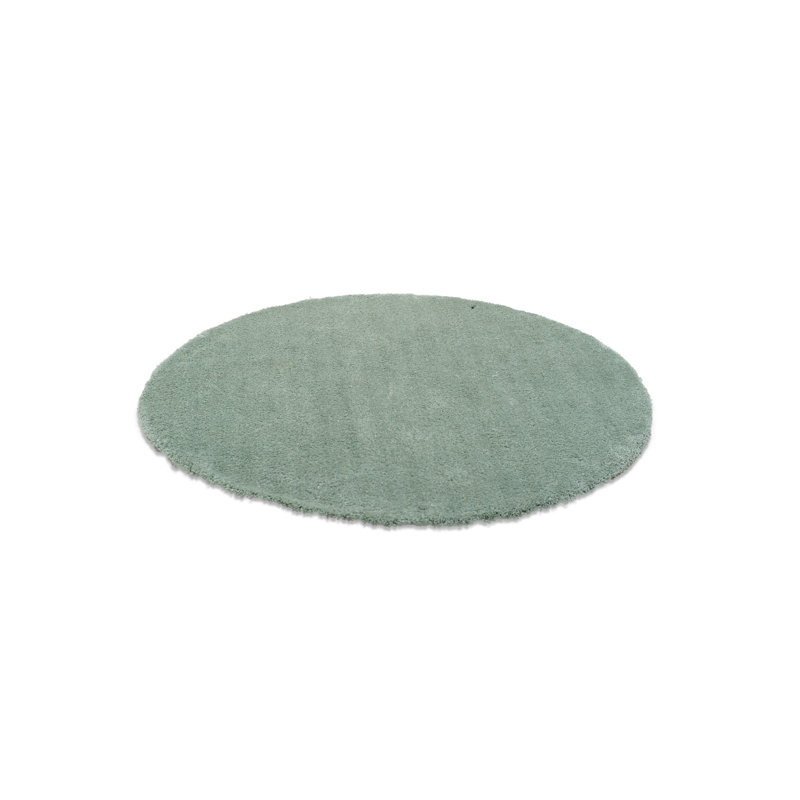 Cozy Handmade High Pile Mint Green Rug, Rund 100 cm
