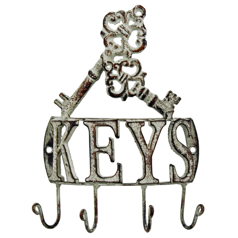 Metal Wall Organizer with Key Hooks
