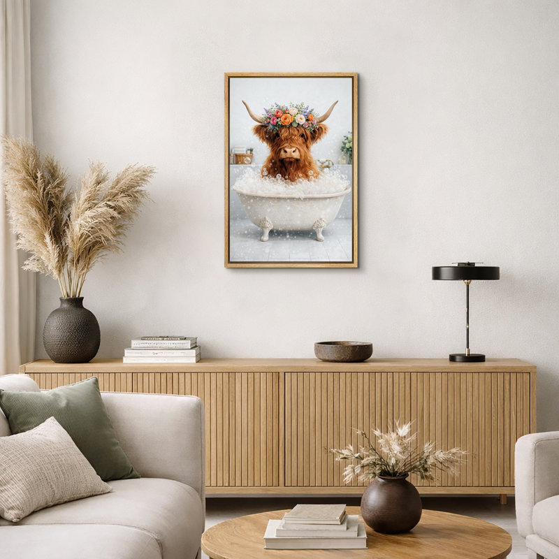 Highland Cow, H 24 po x l 16 po x P 1,5 po, Cadre naturel