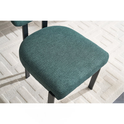 Modern Dining Room Chairs Set Of 2, Mid-Century Upholstered Boucle Kitchen Dining Chairs With Black Metal Legs