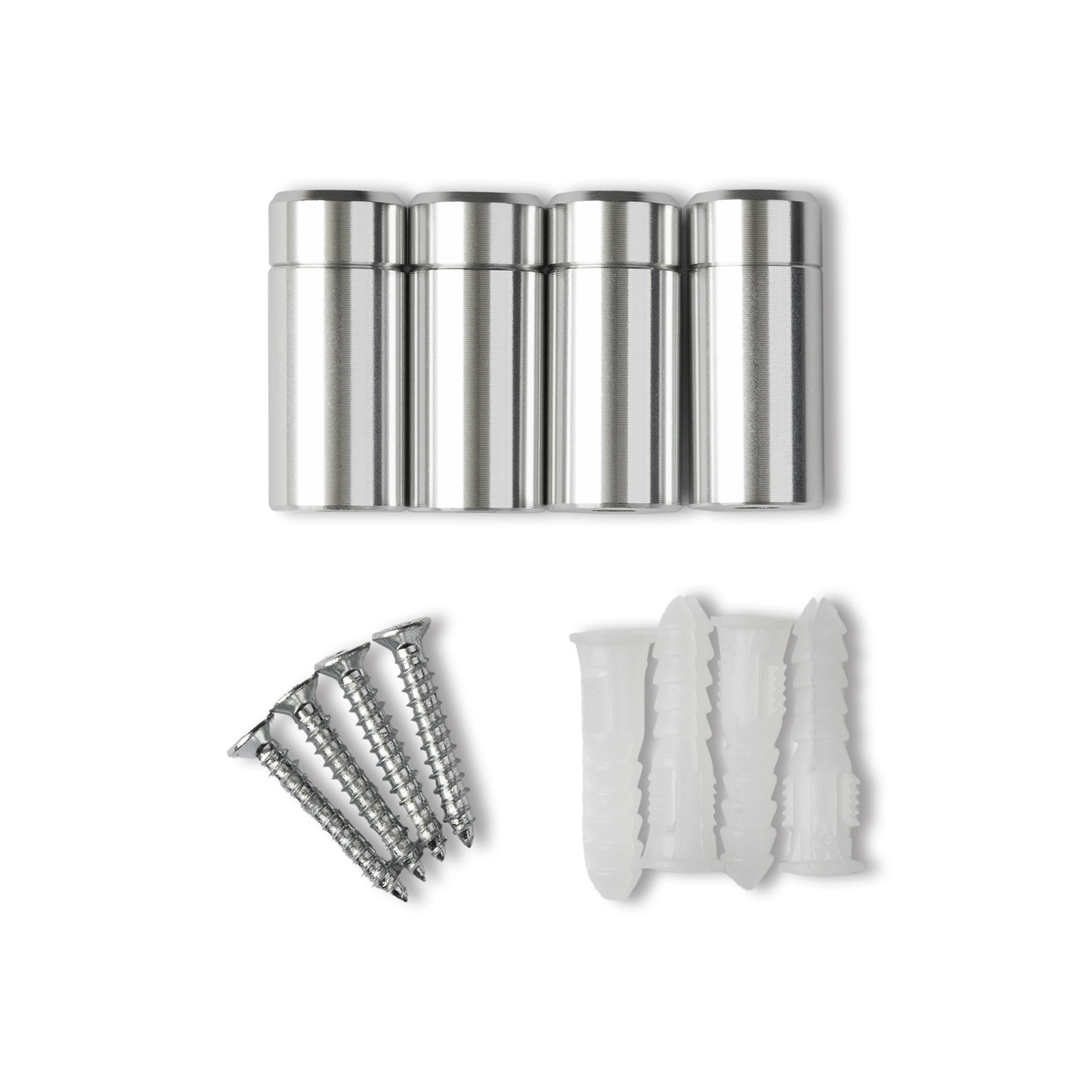 Wexel Art 1-Inch Standard Wall Mounts Grade Acrylic Floating Frames, Silver (Pack Of 4), Silver, 0.625" H x 0.625" W x 1" D