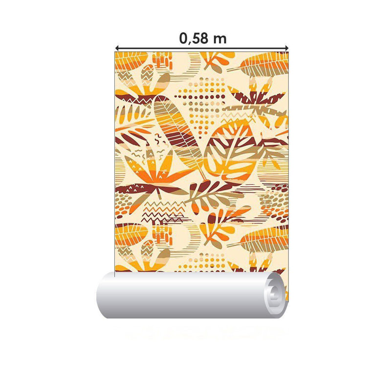 Rouleau de papier peint adhésif Sedlak, Crème / orange, L 126 po x l 24 po