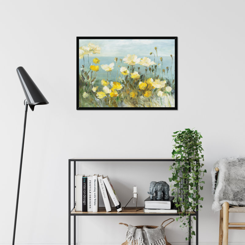 Field Of Poppies Bright Crop by Danhui Nai - Painting, Black Framed Paper Print, 34cm H x 50cm W