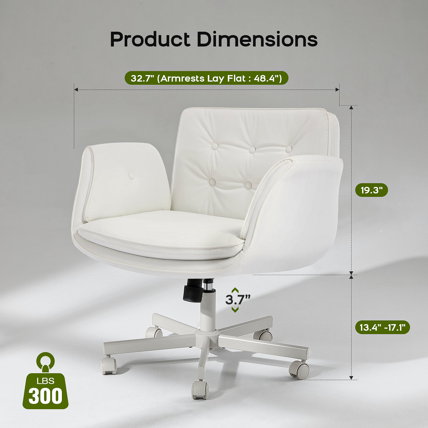 Office Chair with Lumbar Support, White, White