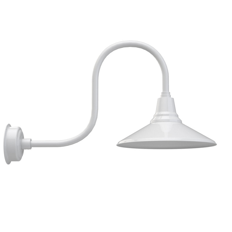 Luminaire de grange d’extérieur à del Albali, H 9 po x l 16 po x P 17 po, Blanc