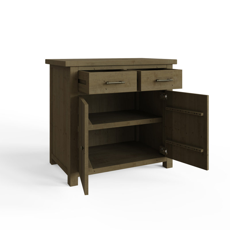 Almerton 2 Door 2 Drawer Compact Sideboard Buffet – Solid Reclaimed Natural Pine. Fully Assembled.