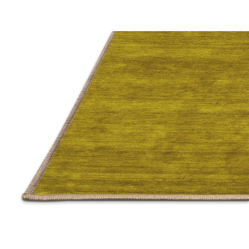 Tapis contemporain jaune 44 lavables à la machine, Rectangle 6 pi x 9 pi