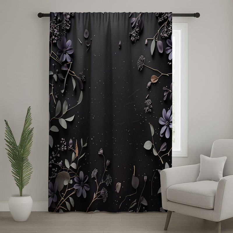 Rideaux floraux, voilages et voilages à motif floral - 1 panneau, 50" x 80" - 1 Panel, Transparent