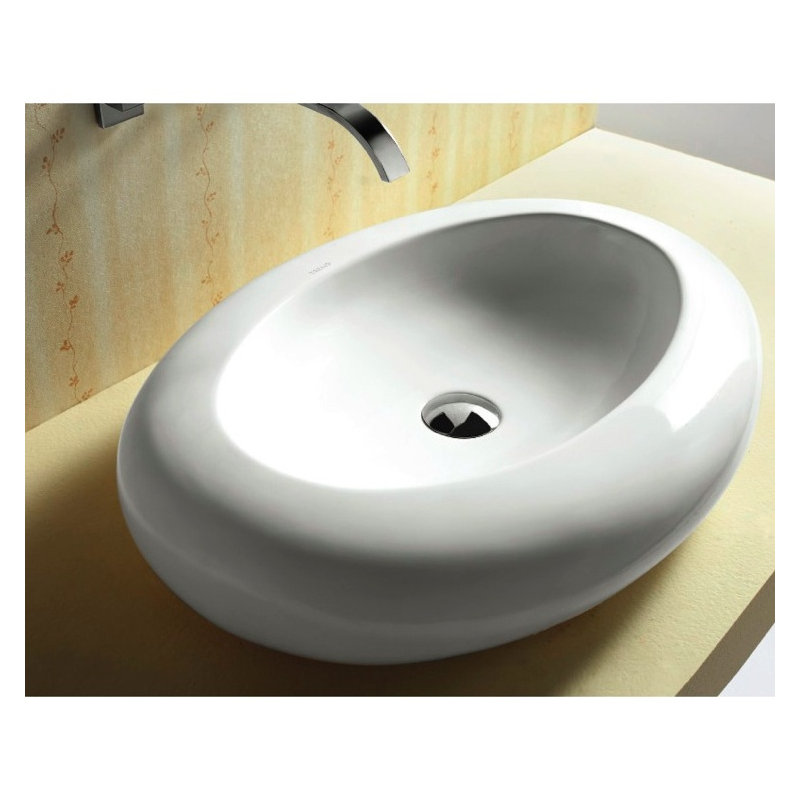Caracalla Ceramica 18.31'' Glossy White Ceramic Oval Bathroom Sink