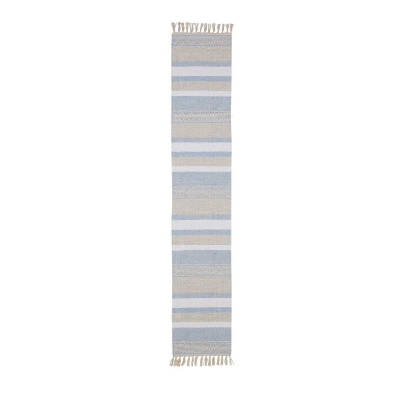Lenox Textured Neutral Runner 14" X 72", Blue