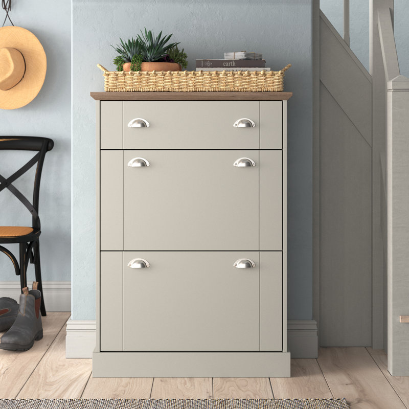 Brielle 12 Pair Shoe Storage Cabinet, Grey