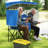 Double Beach Chair with Adjustable Canopy Oversized Folding Camping Chair Navy-1200060631