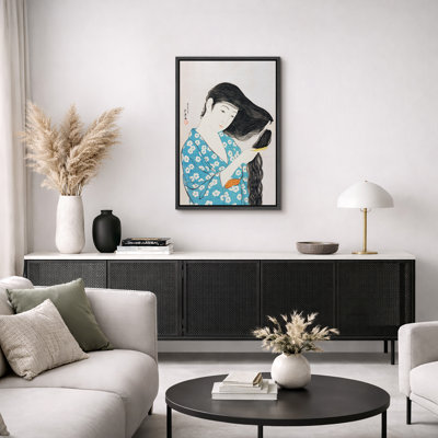 «Ukiyo-e» japonaise, femme peignant une œuvre d'art, portrait de kimono classique, impression sur toile encadrée