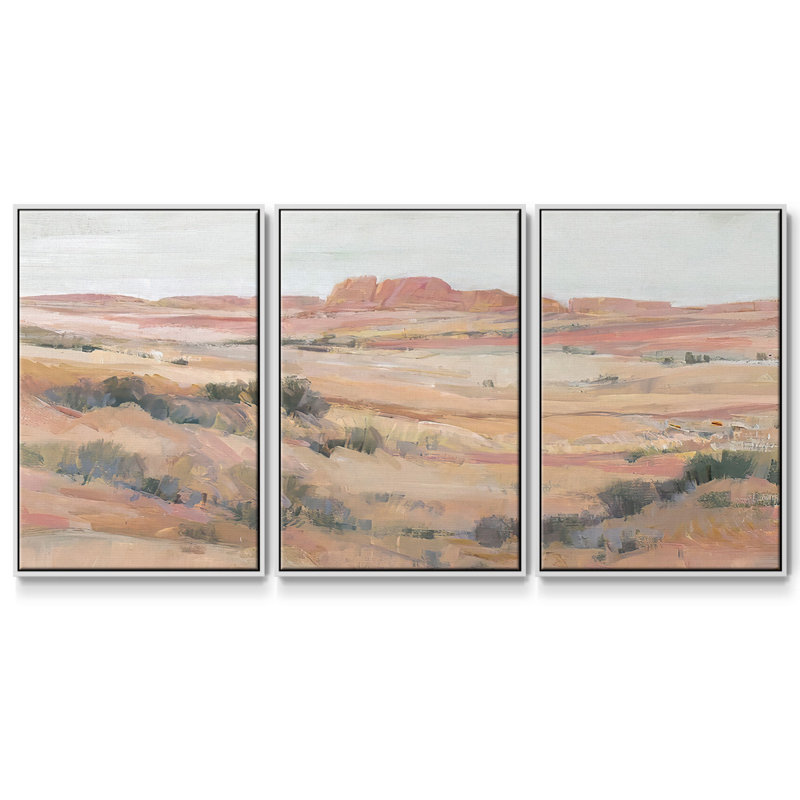 Southwest Landscape II - Toile encadrée à pièces multiples, Cadre blanc, H 36 po x l 75 po x P 2 po