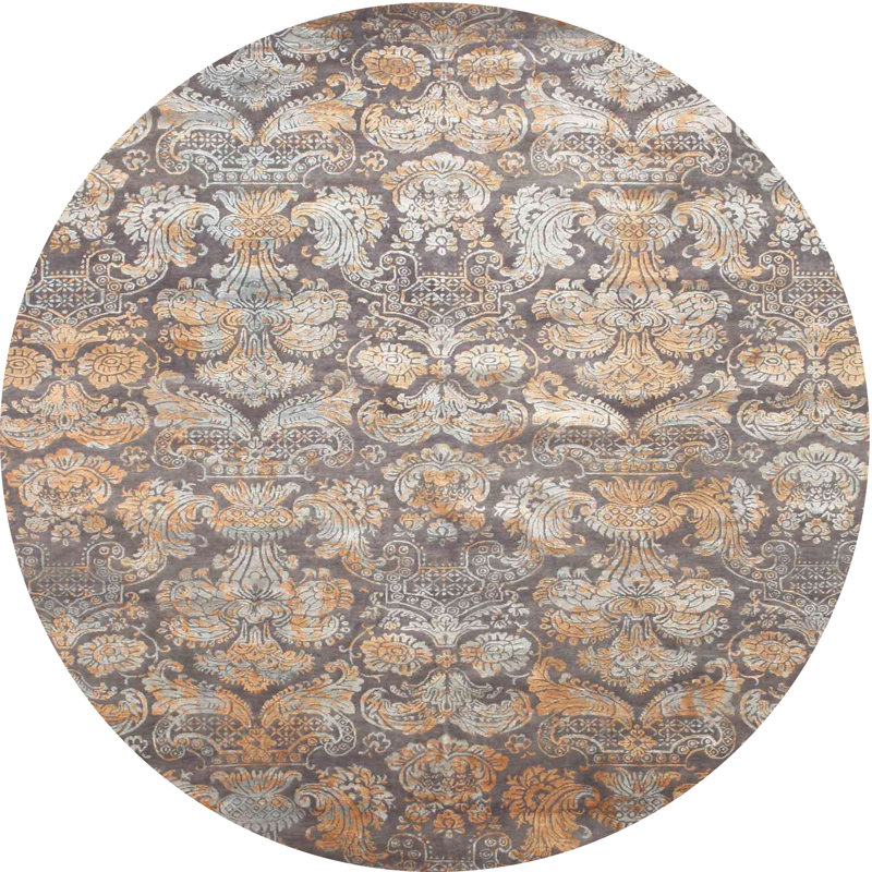 Tapis gris/brun/noir contemporain, Rond 3 pi