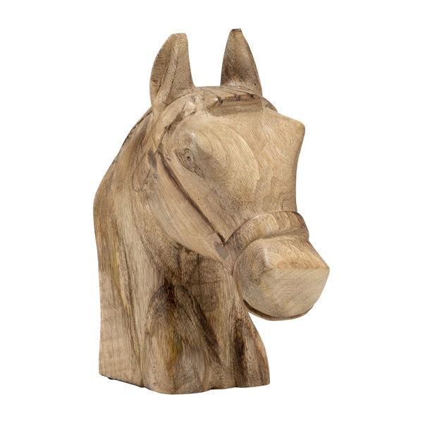 wood carved horse head figure wall hanging decor art wooden plaque Natural