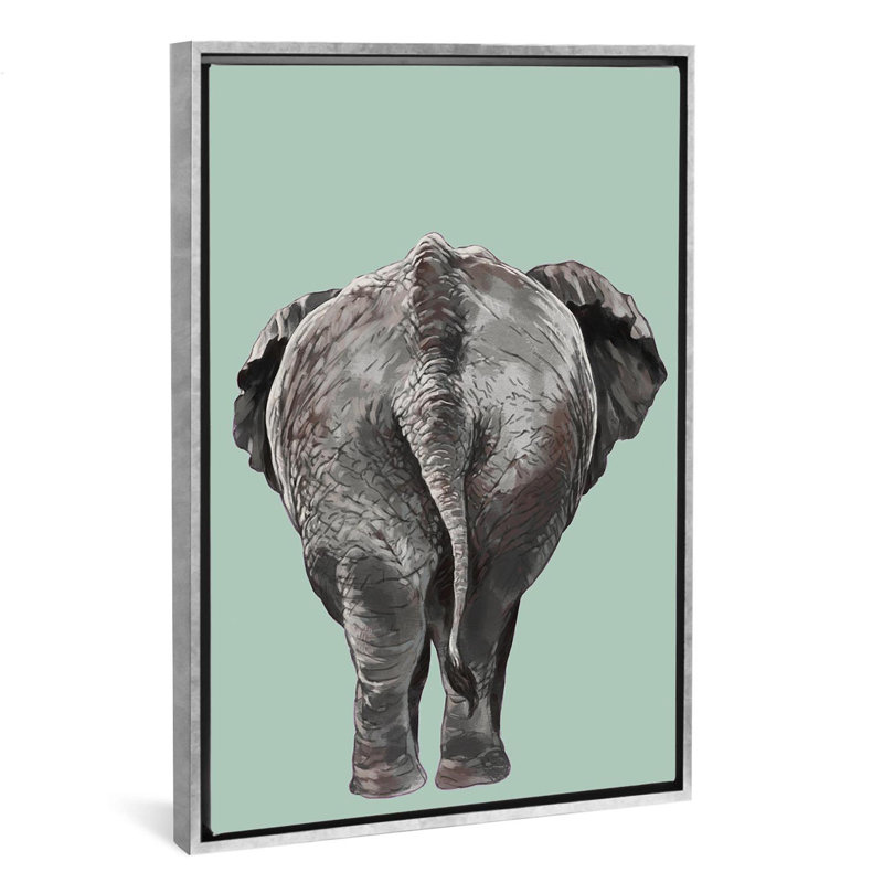 Art de bout éléphant, Toile avec cadre argenté, H 60 po x l 40po x P 1,5 po
