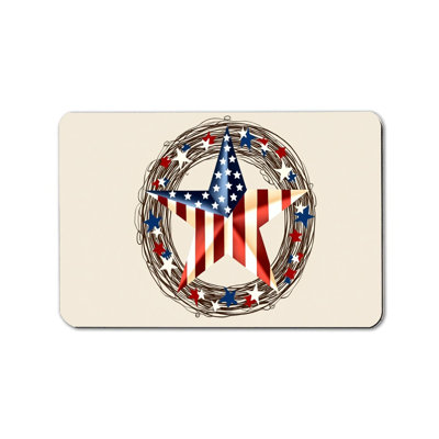Wreath Star Flag 24 x 36 in Door Rug 4th of July Kitchen Patio Red White Blue