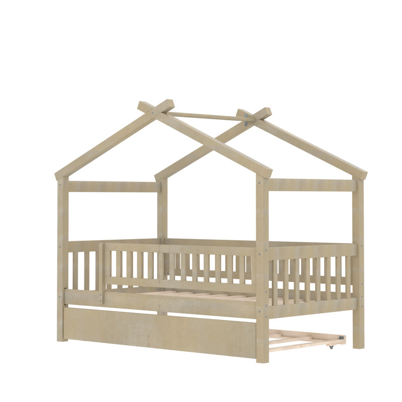 Pisinemo House Beds with Trundle, Natural, Twin