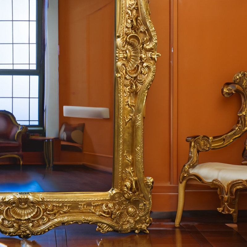 Solid Wood Rectangle Mirror, Gold
