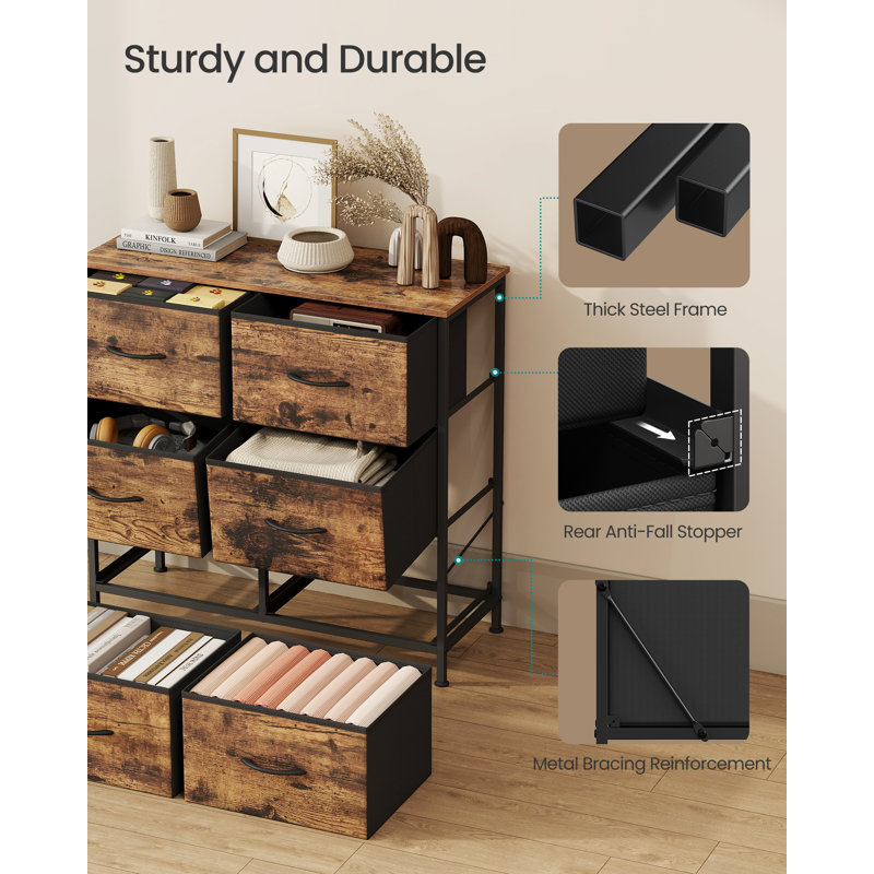 76.7cm W 6 - Drawer Chest of Drawers, Rustic Brown