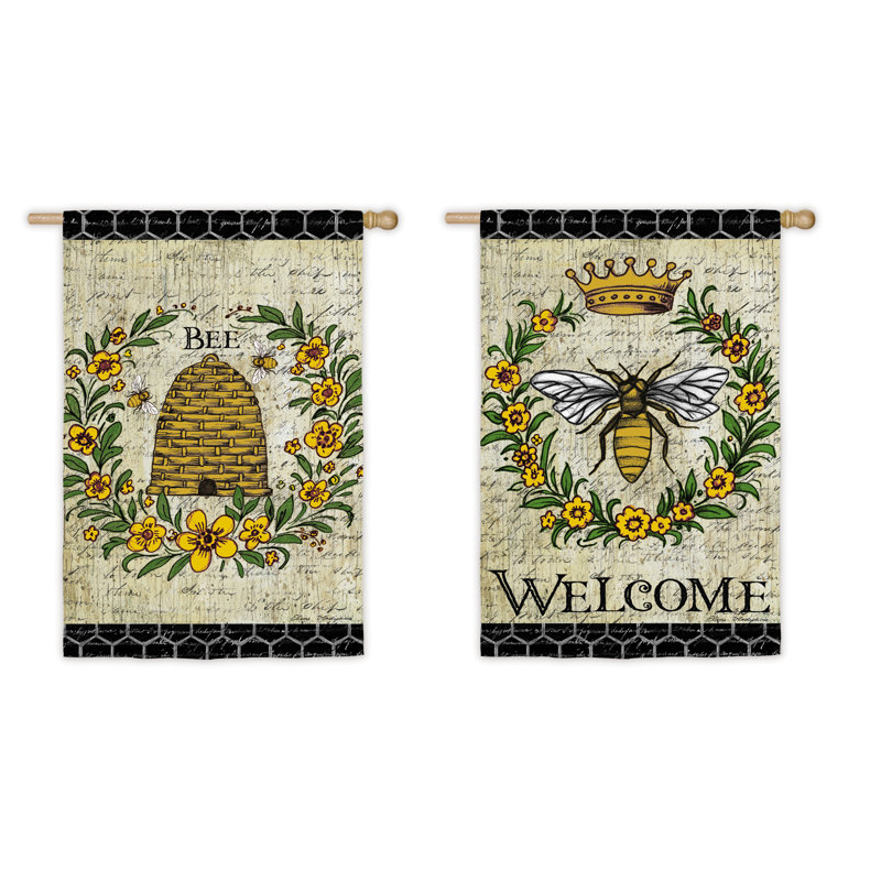 Mélange de polyester à 2 côtés 43 x 29 po grand abeille drapeau de jardin