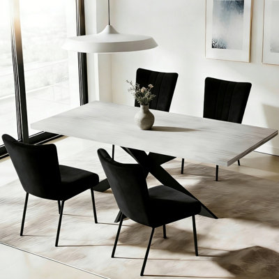Bourke Modern Kitchen Dining Set, Extendable Dining Table With Upholstered Dining Chairs(1 Table 4 Chairs)