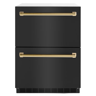 ZLINE Autograph Edition 24 in. Touchstone 168 Can Outdoor-Rated Dual Refrigerator Drawer with Doors and Handles