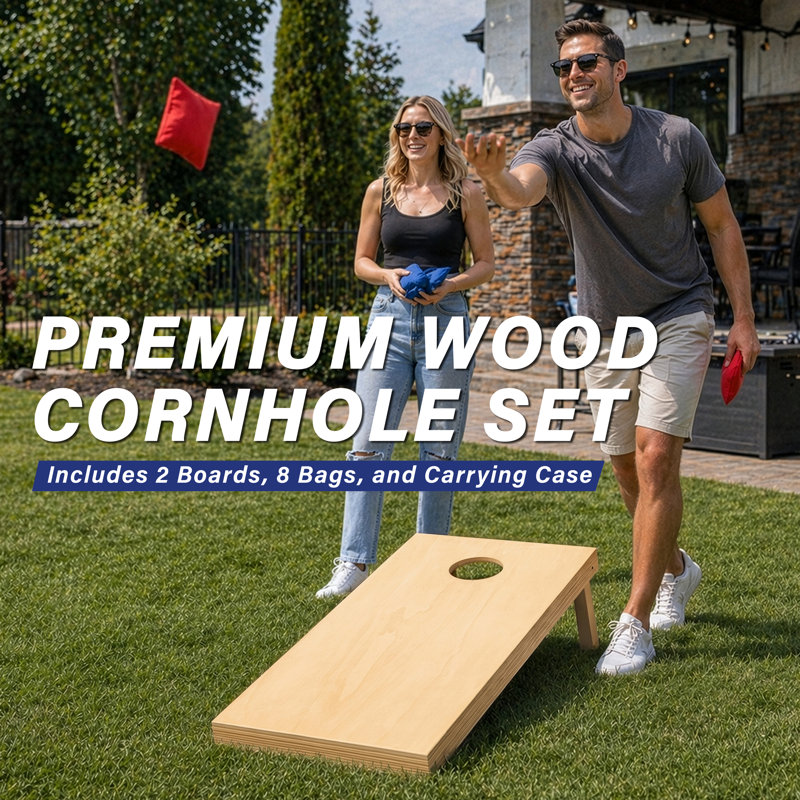 GoSports Regulation Size Solid Wood Premium Cornhole Set - 4 ft x 2 ft