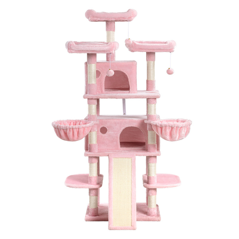  Ardle 67'' H Multi-Level Cat Tree with Platforms and Condos, Pink