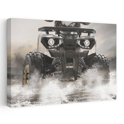 Splish Splash ATV I - Contemporary Rider On Atv Water Splashing Action Sports Art