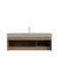 Meuble-lavabo flottant avec rangement, armoire en contreplaqué durable et lavabo en pierre frittée en travertin Roma, conception moderne en chêne blanc pour la salle de bain