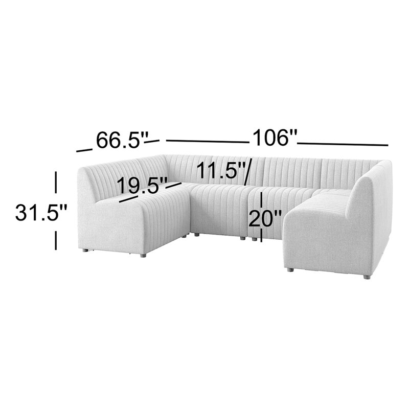 Brandt Symmetrical Modular Corner Sectional, Gray Polyester, 31.5" H X 106" W x 66.5" D