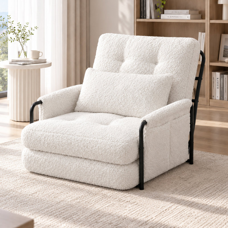 Upholstered 29.53 " Cotton Blend Sofa, Gray