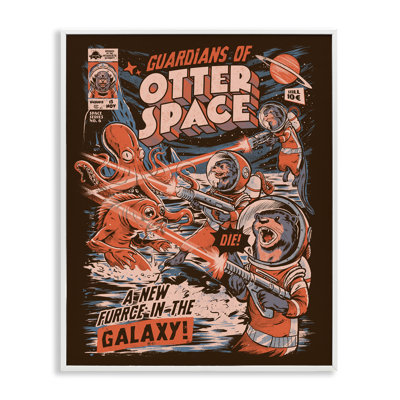 Gardiens de l'espace de loutre, estampe numérique rétro, design par EduEly Designs