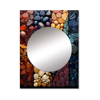 Gregory  Spiritual Stones Of Harmony II - Spiritual Stone Wall Mirror, Traditional Decorative Mirror, Printed Metal Art