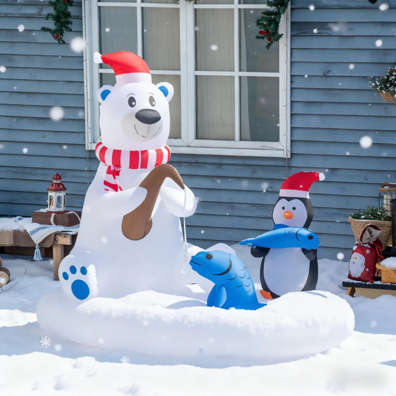 Décoration de Noël gonflable pour Noël ours polaire et pingouin 6 pi.