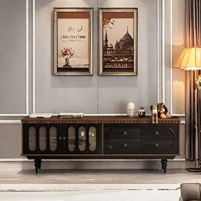 French style retro solid wood TV cabinet