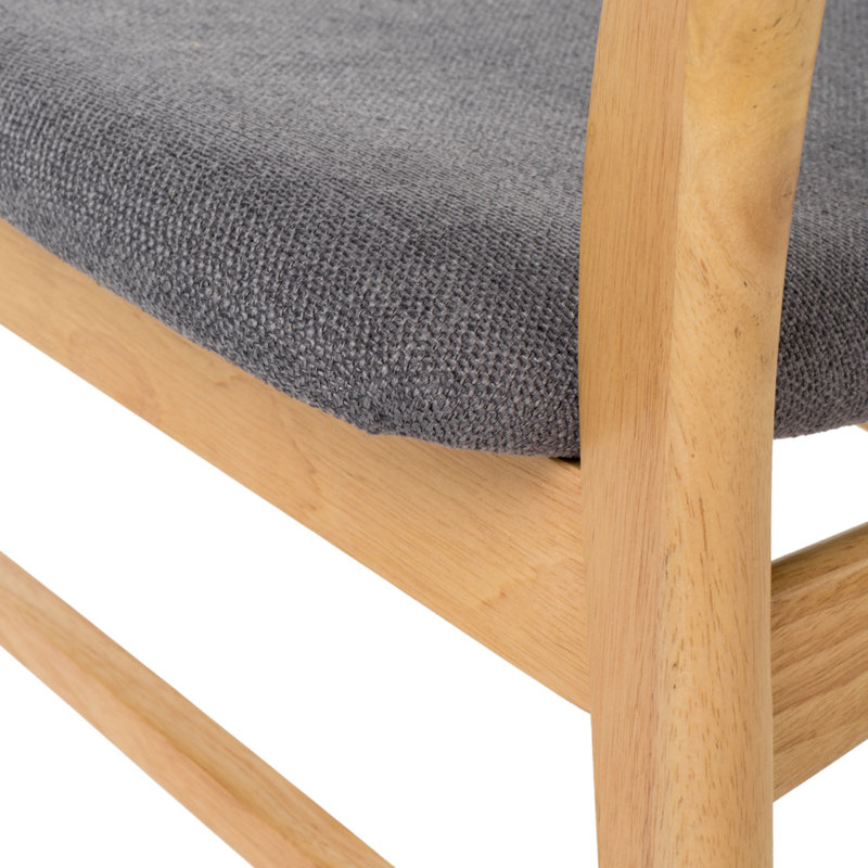 Set of 2 Dark Gray Upholstered Oak Dining Chairs