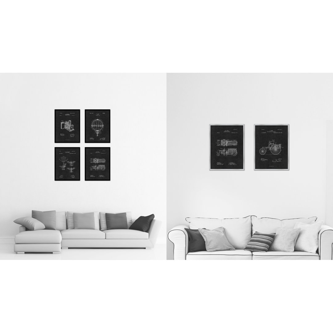 '1909 Firefighter Gasoline Fire Engine Vintage Patent Artwork' Picture Frame Drawing Print on Canvas Williston Forge