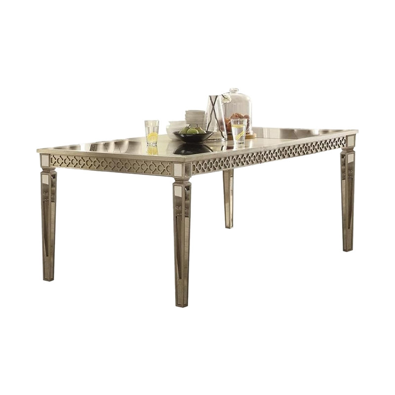80.4" W DINING TABLE, MIRRORED & CHAMPAGNE