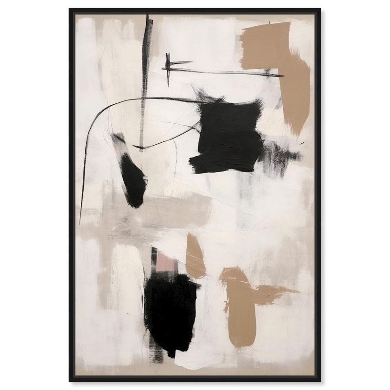 Strings in Abstraction Canvas Muted Abstract Wall Art by Art Remedy, Black Framed, 25" H x 17" W
