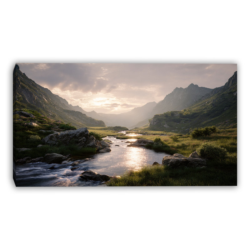 "Alpine Valley Stream", art mural sur toile, H 20 po x l 40 po x P 1,5 po