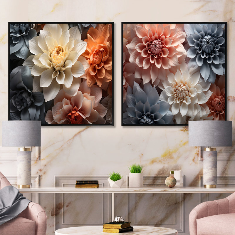 Havel - Abstract Still Lifes Square Collage Set Of 2, Black Floater Framed, 36" H x 73" W