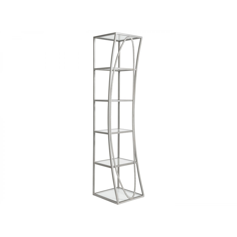 18"W x 19"D x 80"H  5-Tier Metal Designs Ellipse Slim Etagere, (5 Shelves) 80" H x 18" W x 19" D, Argento