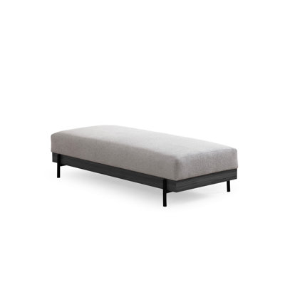 Pouf élégant avec structure en bois de hêtre et pieds en métal, tissu en polyester gris, 62 po x 27 po x 15 po | Mousse douce et coussin à ressorts pour le confort | Coussin de dossier portable, nettoyage à sec | Parfait pour le salon et la chambre à coucher