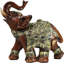 Figurine éléphant en faux bois avec volutes dorées et miroirs en verre