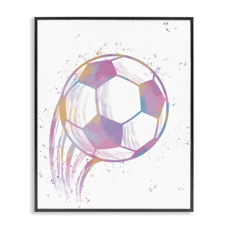 Giclée de ballon de soccer Fast Pastel encadrée, design par Marcus Prime, H 14 po x l 11 po, Giclée encadrée noir minuit