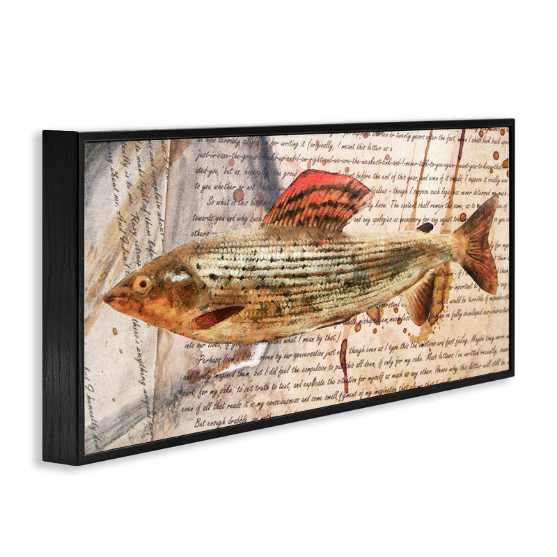 Poisson avec texte rétro, estampe numérique par Alonzo Saunders, Toile tendue, H 10 po x l 24 po